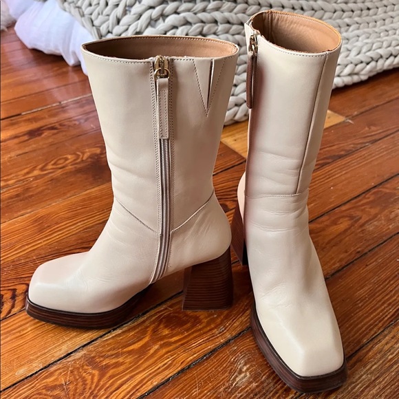 FENERS Le Retro Cream Leather Boots 37 - Picture 4 of 6